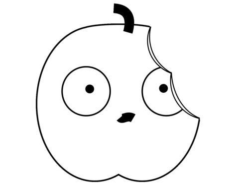 Cartoon Bitten Apple Coloring Page